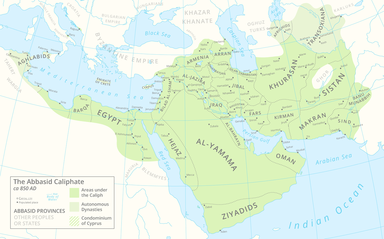The Abbasid Caliphate in c. 850